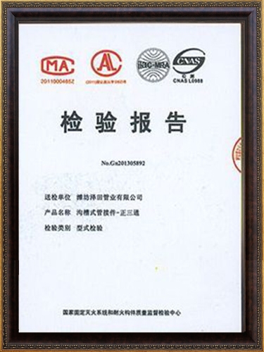 溝槽式管件-正三通 檢驗(yàn)報(bào)告